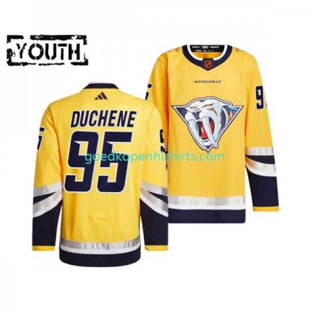 Nashville Predators Matt Duchene 59 Adidas 2022-2023 Reverse Retro Geel Authentic Shirt - Kinderen